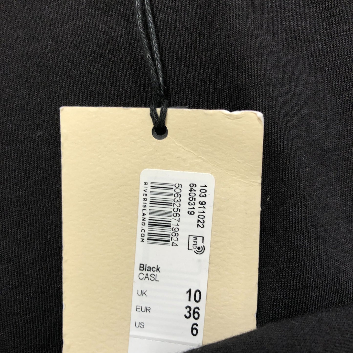 River Island Relaxed T-Shirt Black Women's Cotton Top with Eye Size 10