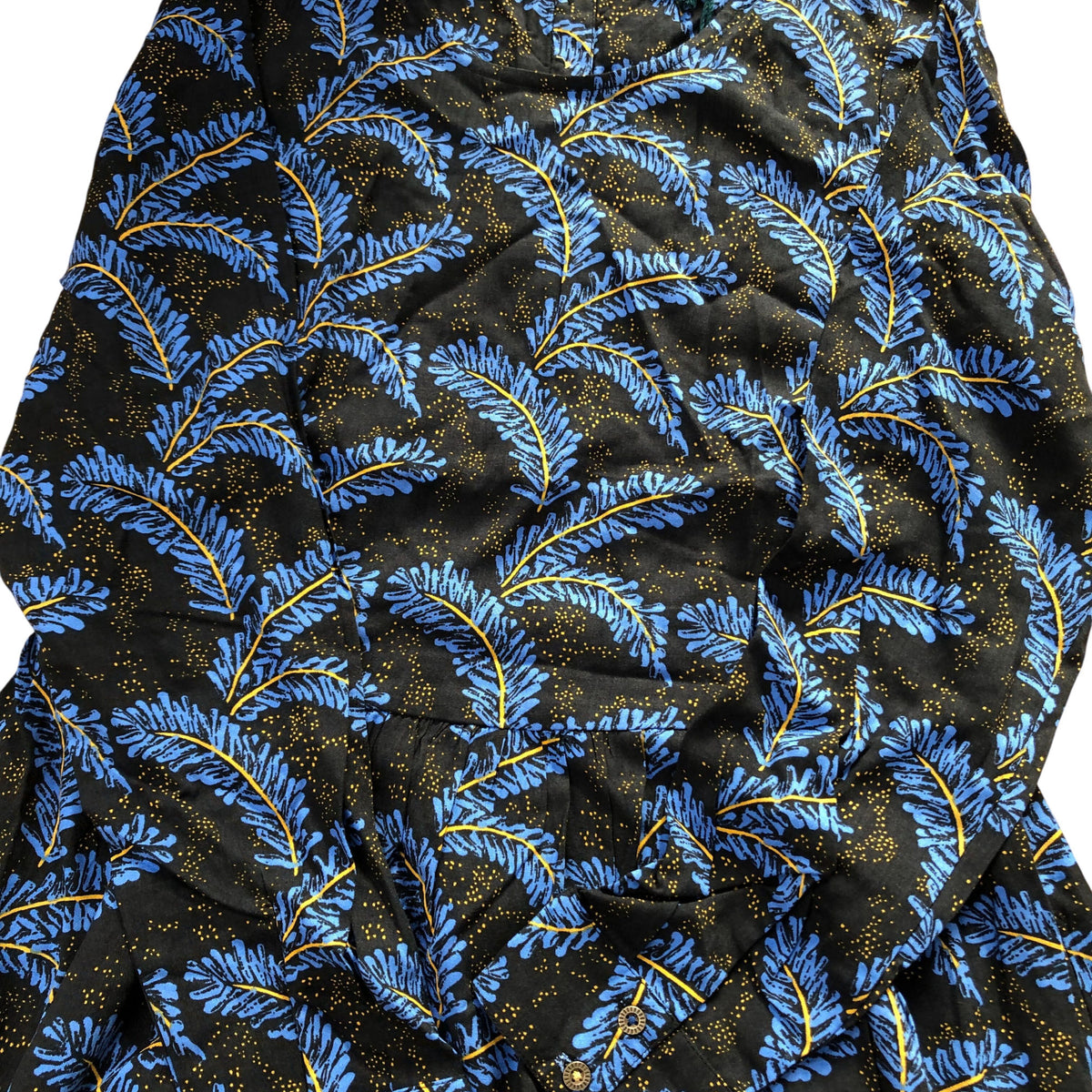 Long Sleeve Dress Floral Print Viscose Black Blue Size 6