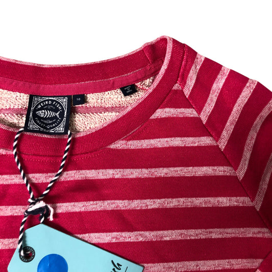 Weird Fish Fox Glove Jumper Size 10 Women's Pink Striped Long Sleeve Top