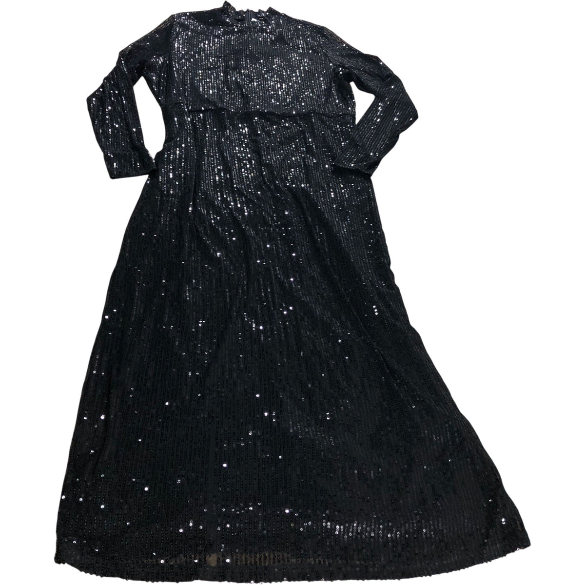 Long Tall Sally UK20 Women's Black Sequin Long Sleeve Evening Maxi Dress