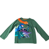 Boden Dinosaur Print Long Sleeve Top Green Kids Boys Girls 4-5 Years