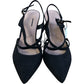 Black Faux Suede Heels Strappy Pointed Toe Shoes Size 7