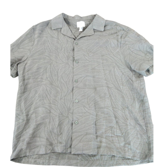 River Island Short Sleeve Shirt UK XL Men's Casual Green Leaf Print Top