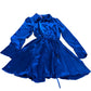 River Island Blue Satin Dress UK6 Women's Short Sleeve Belted Mini Dress