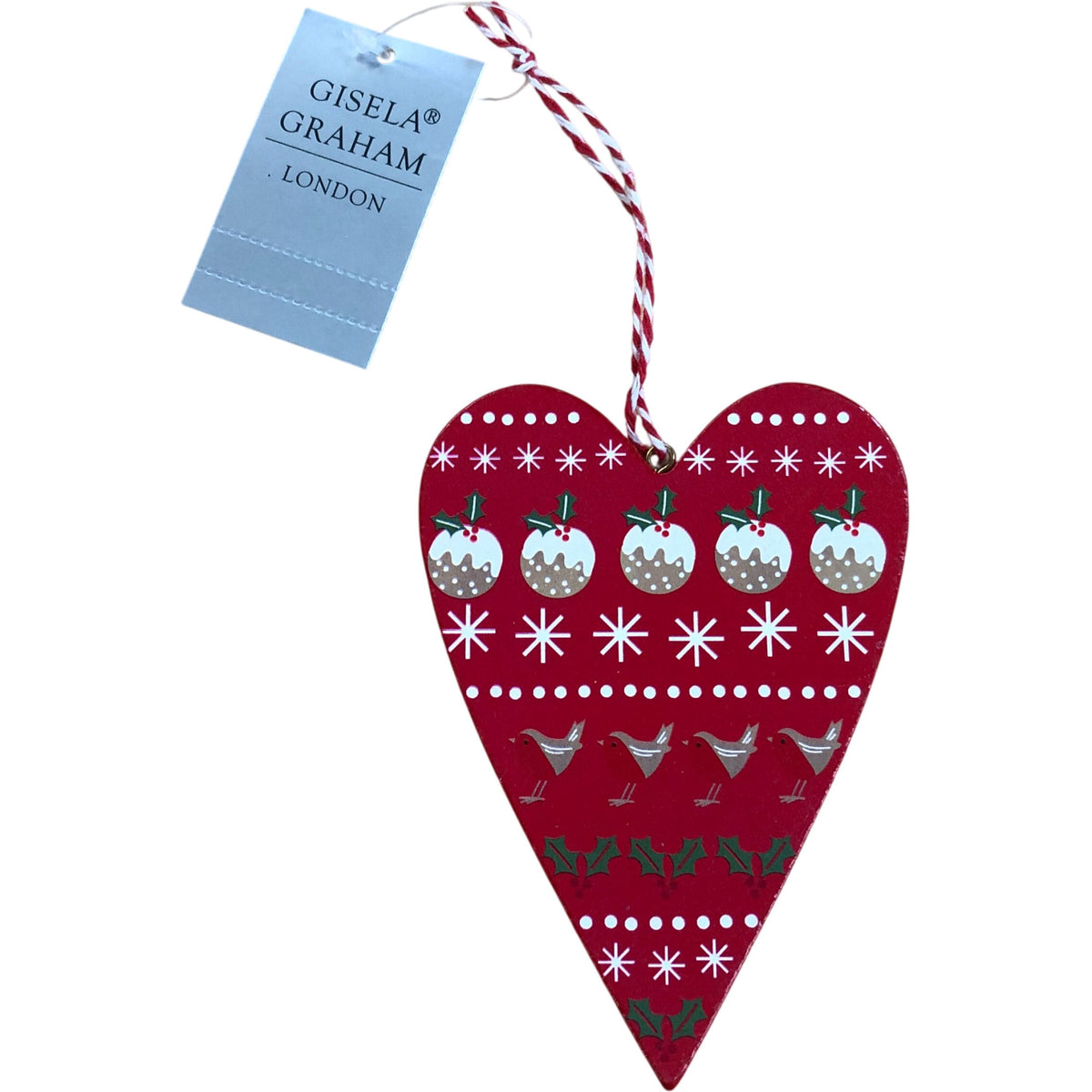 Gisela Graham Wooden Heart Decoration Christmas Ornament