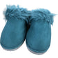 Weird Fish Ladies Light Teal Fur Slippers Size L UK7/8 Comfort Soft Sole