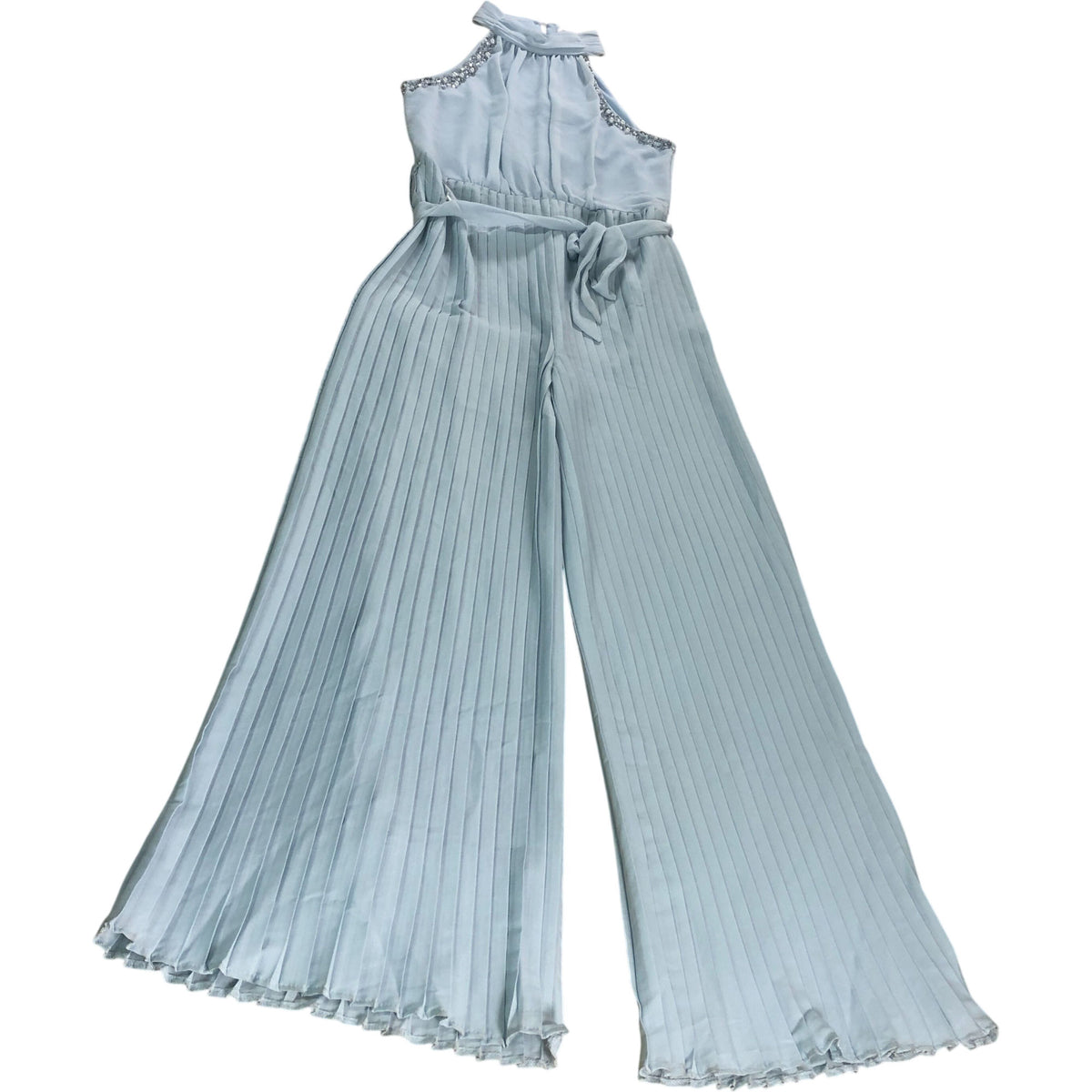Lipsy London 12 Years Girls Pleated Jumpsuit Light Blue Sleeveless