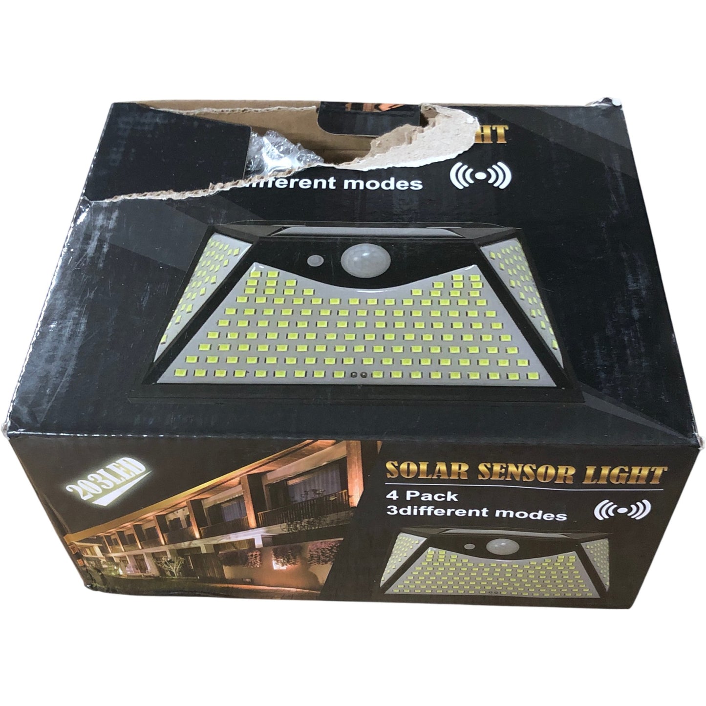 Solar Sensor Light 4 Pack 283 LED Outdoor Security Light Motion Detection 3 Mode