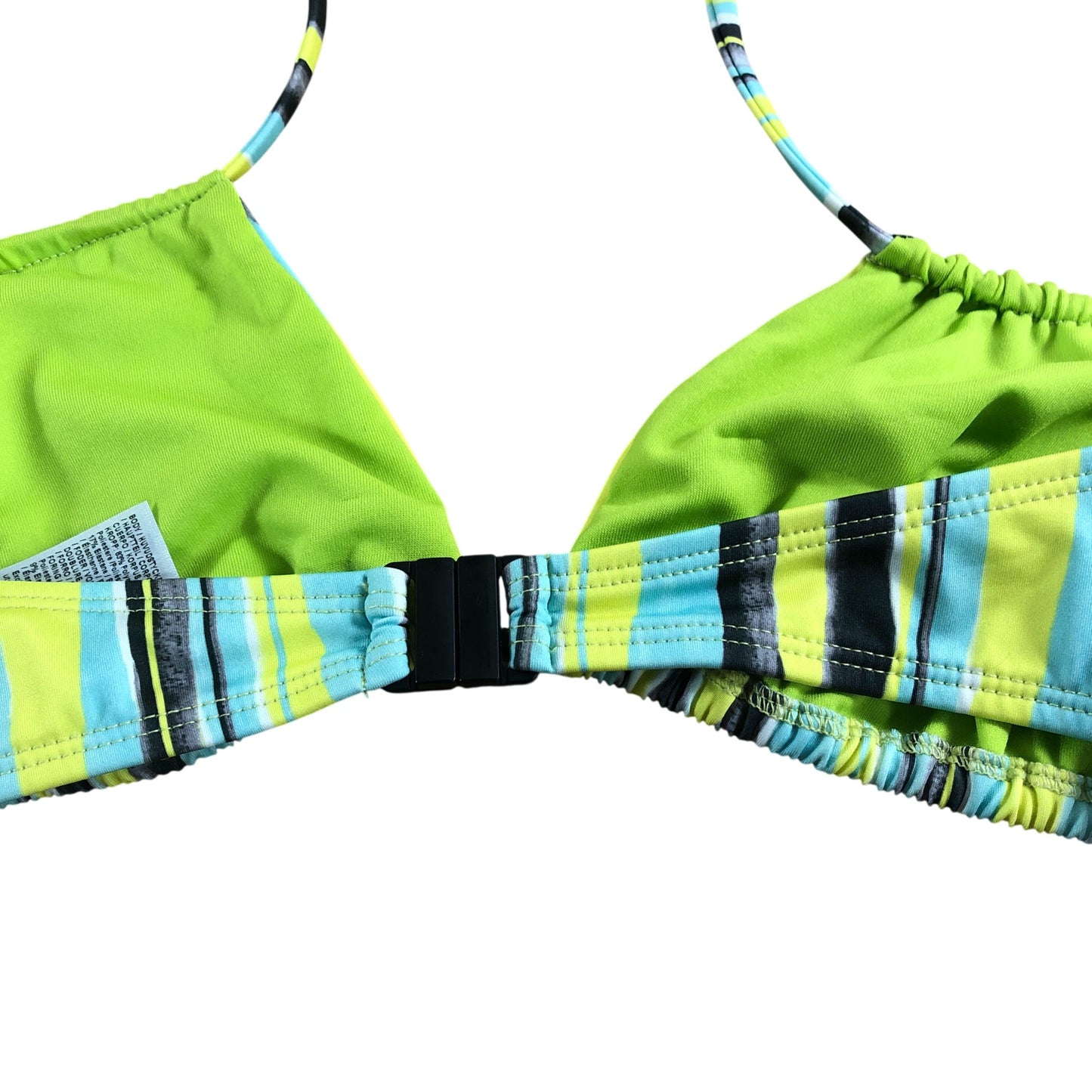 Rivers Island UK10 Women's Striped Bikini Top Green Swimwear