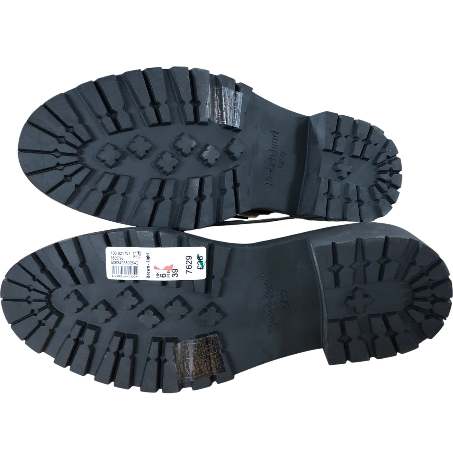 River Island Brown Light Casual Lace Up Flats UK6 Women's Stylish Comfortable