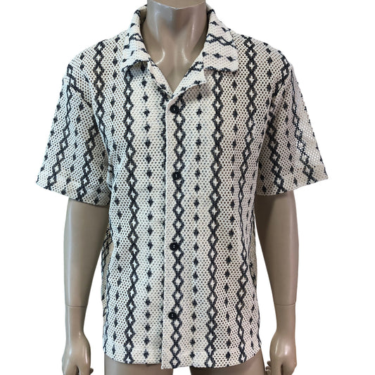 RIVER ISLAND Casual Shirt L Men's Short Sleeve Patterned Stylish Top