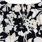 River Island Floral Print Blouse UK14 Women's Long Sleeve Black Cream Viscose