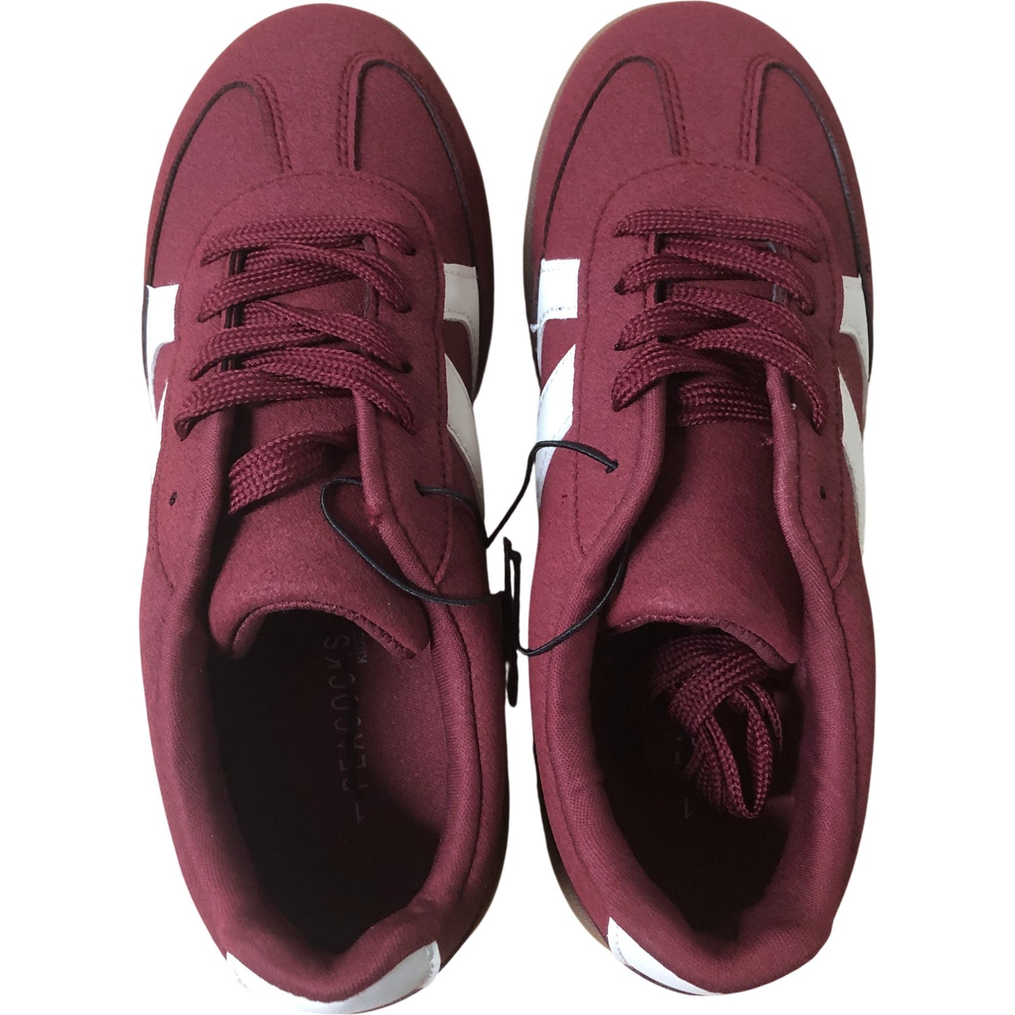Kids Burgundy Faux Suede Trainers UK3