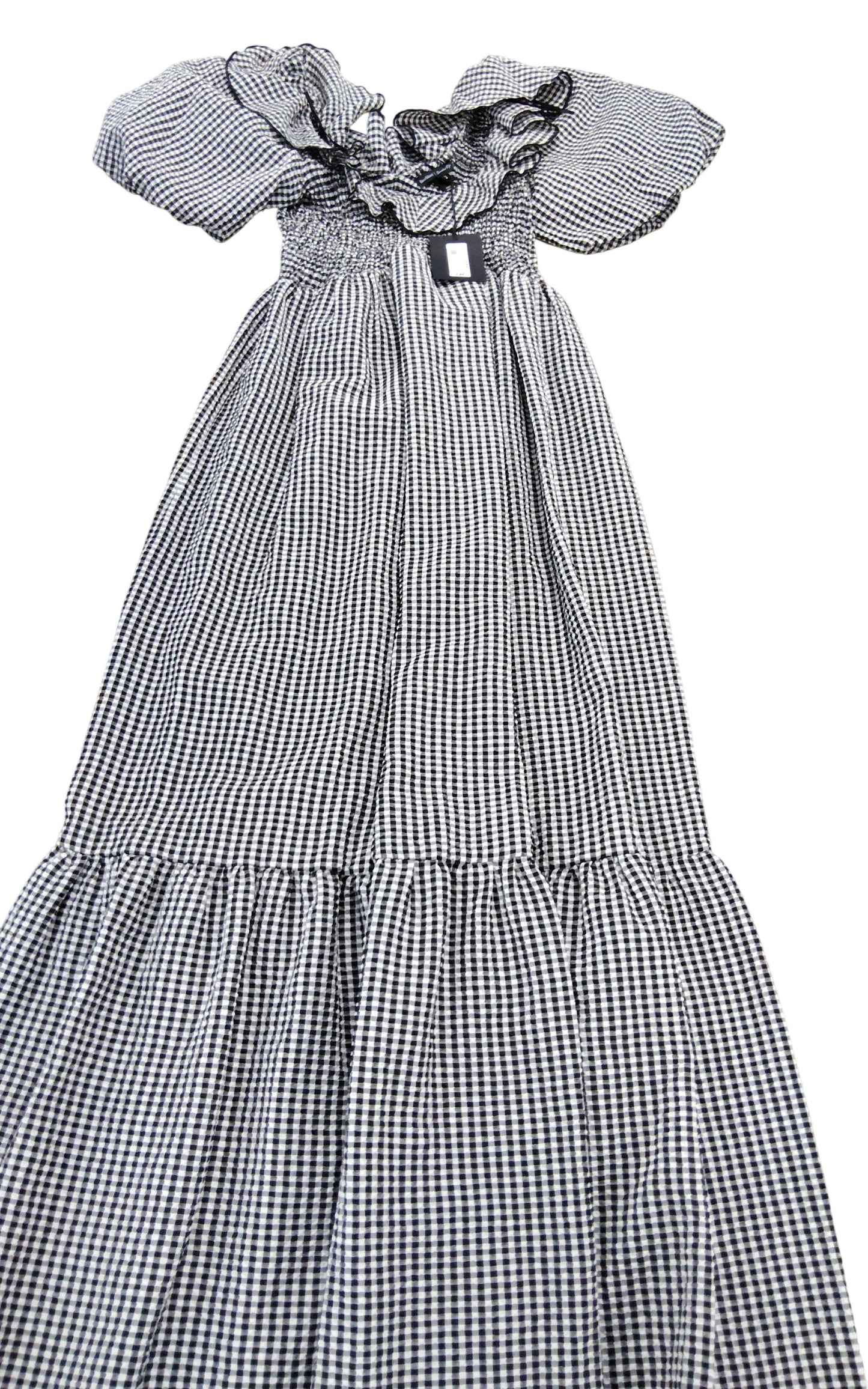 River Island Puff Sleeve Maxi Dress Women's Black White Floral Print Size 8