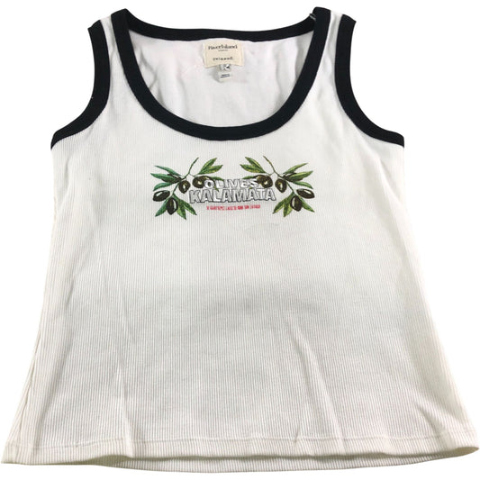 River Island Olives Kalamata Print Tank Top Size M Women's Relaxed Fit Cotton