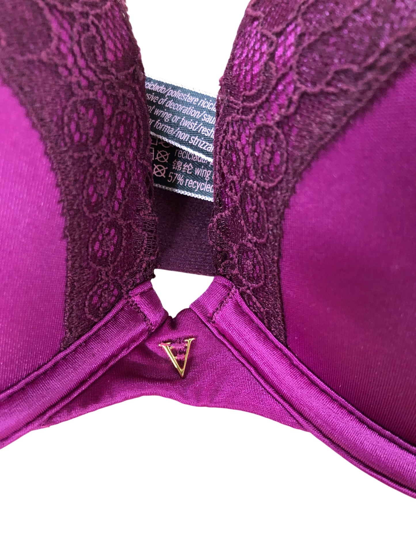 VICTORIA'S SECRET Very Sexy Push Up Bra 34B Women's Lace Back Pink Purple