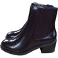 Wide Fit Ankle Boots Burgundy Faux Patent Leather Size 6