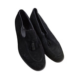 River Island Suede Loafers UK11 Men's Black Casual Slip On Shoes Tassel Detail