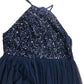 Maya Deluxe Evening Gown UK14 Women's Navy Blue Sequin Maxi Dress Formal Wear