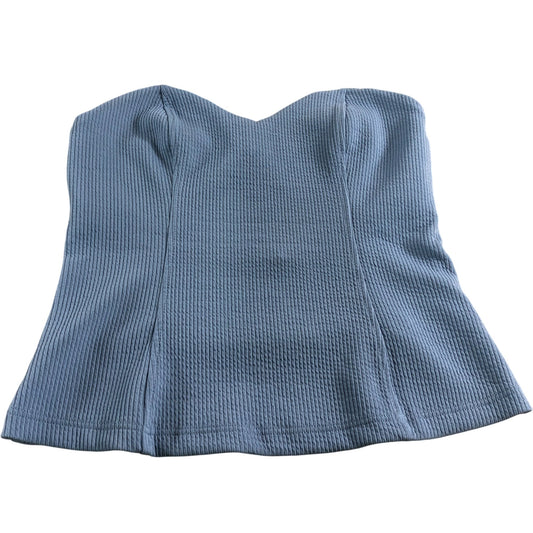 River Island UK12 Women's Blue Ribbed Boob Tube