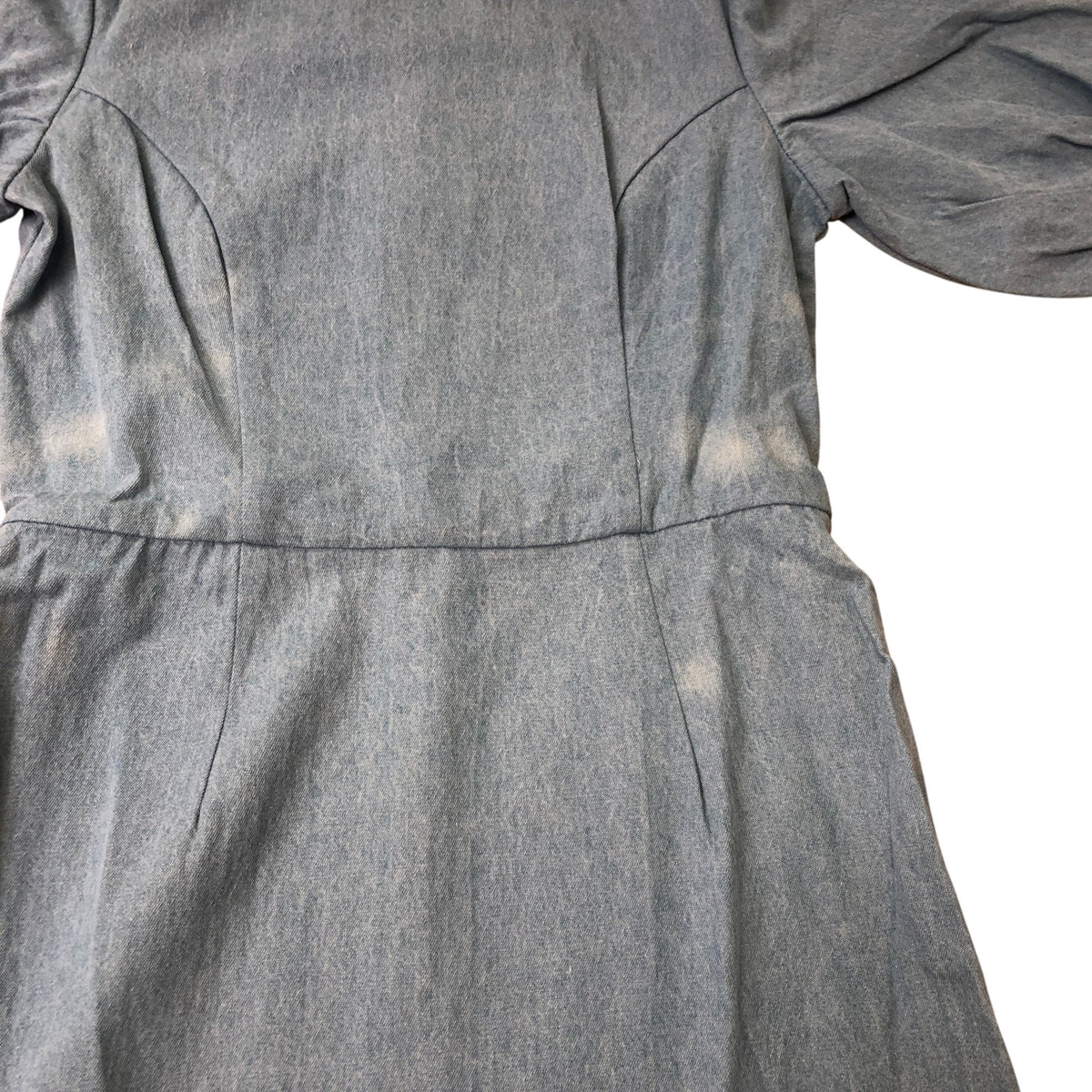 Denim Jacquard Monty Dress Women's Blue Puff Sleeve Size 6