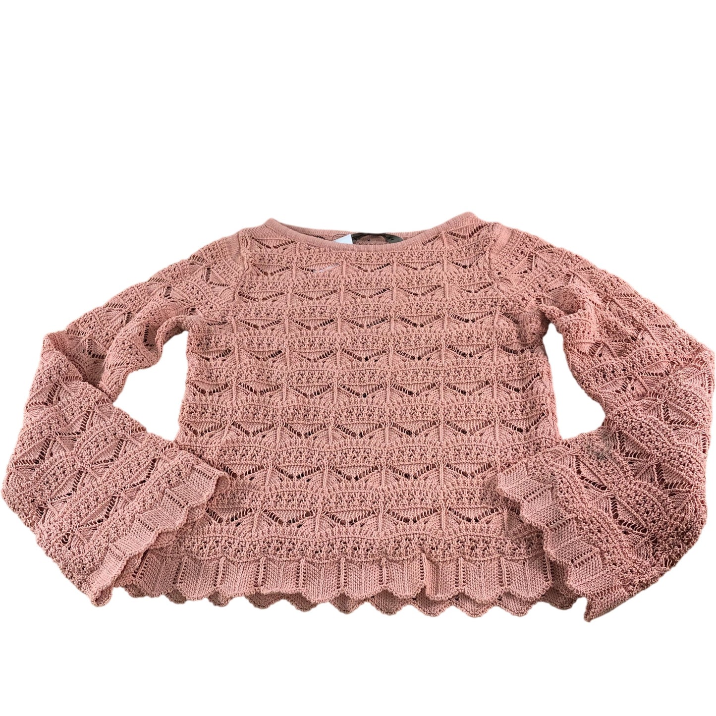 River Island Crochet Sweater UK S Women's Pink Lace Long Sleeve Top
