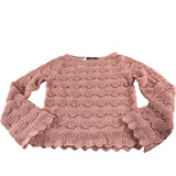 River Island Crochet Sweater UK S Women's Pink Lace Long Sleeve Top