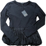 River Island Long Sleeve Ruffle Hem Top Size 10 Women's Black Jersey Style