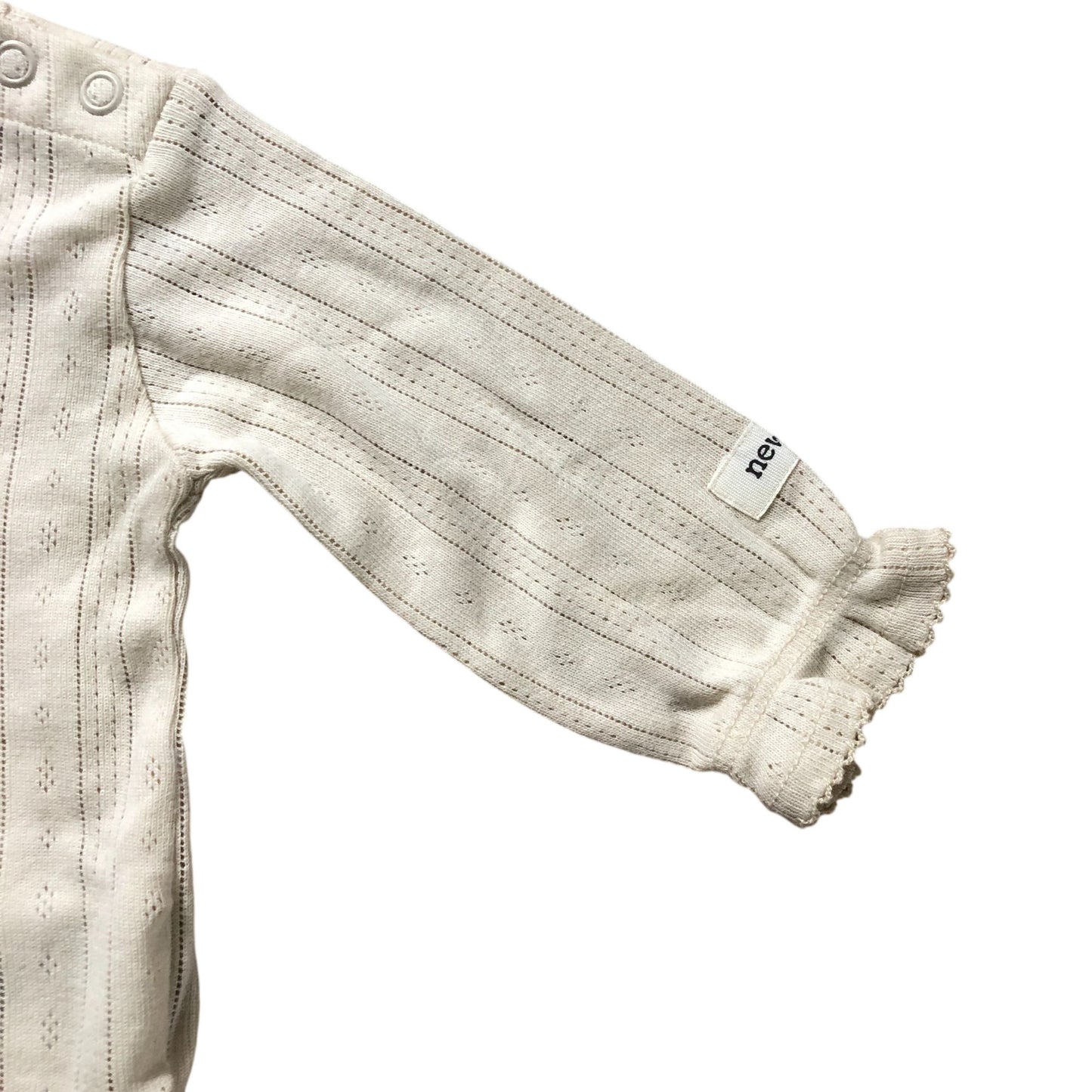 Newbie Cream Baby Bodysuit 1-2 Months Long Sleeve Cotton Button Up