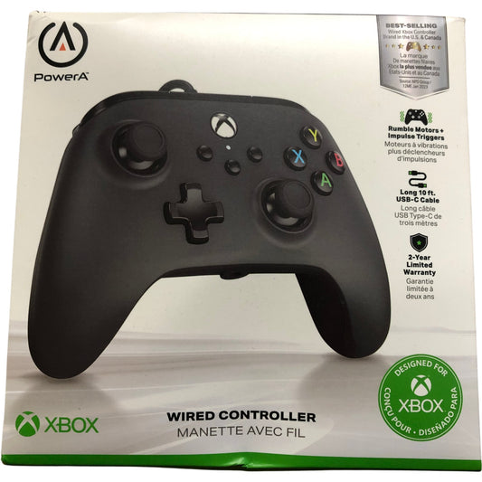 POWERA Wired Controller For Xbox Black Impulse Triggers Dual Motors 10ft Cable