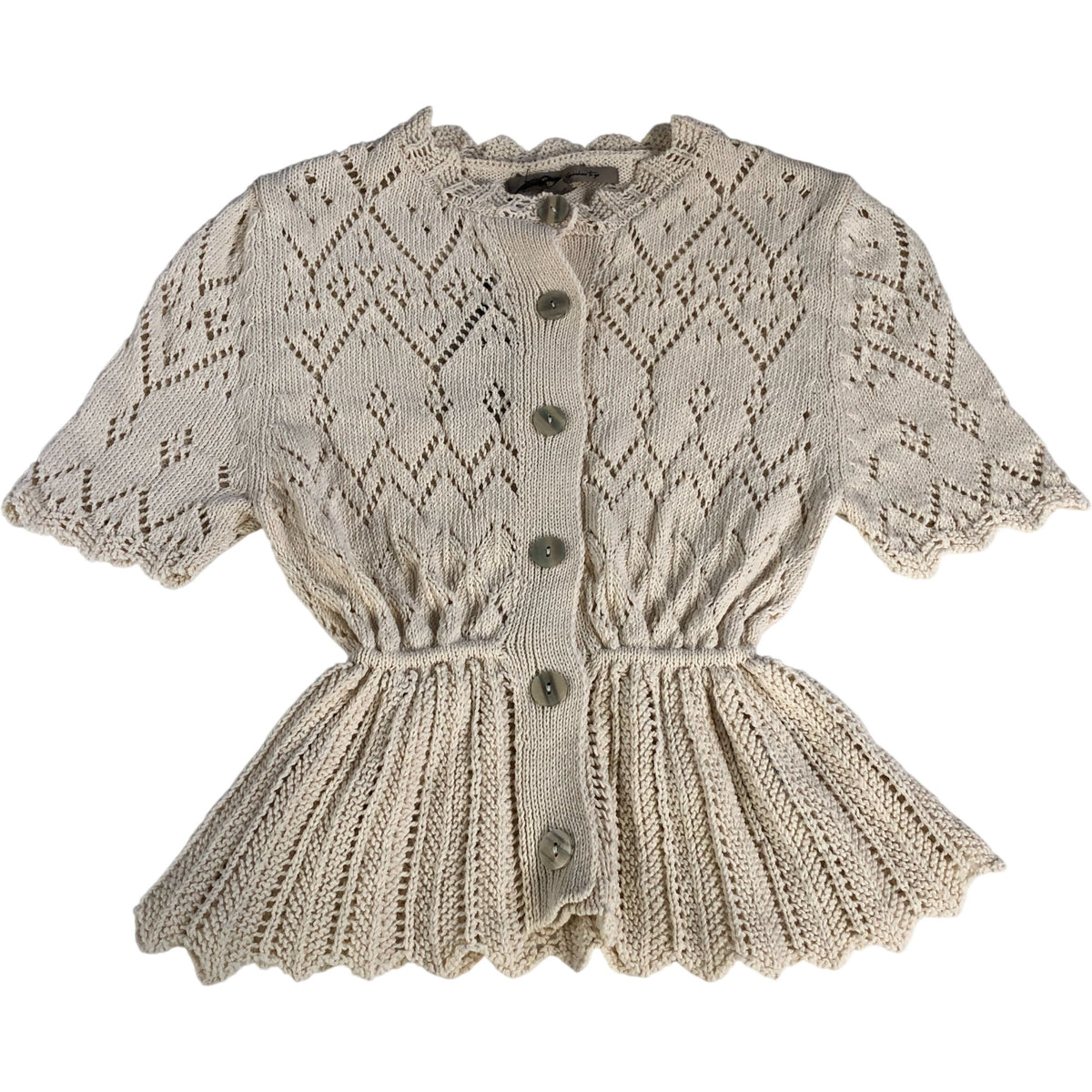 River Island Women's Cardigan UK Size S Cream Knit Button Up Short Sleeve