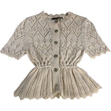 River Island Women's Cardigan UK Size S Cream Knit Button Up Short Sleeve
