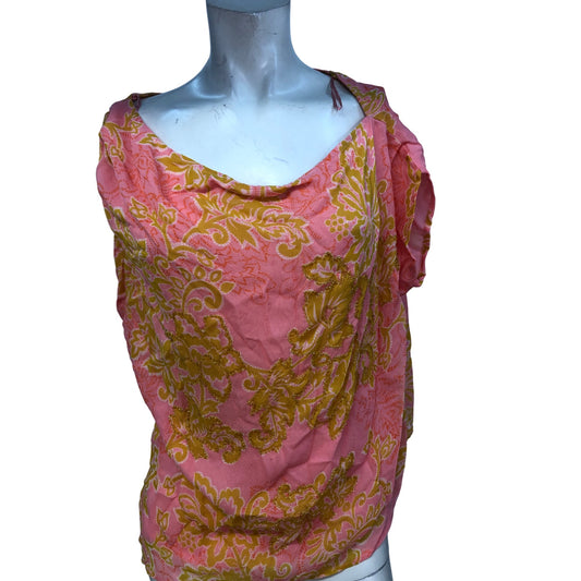 River Island Pink Floral Top UK12 Women's Casual Lightweight Viscose