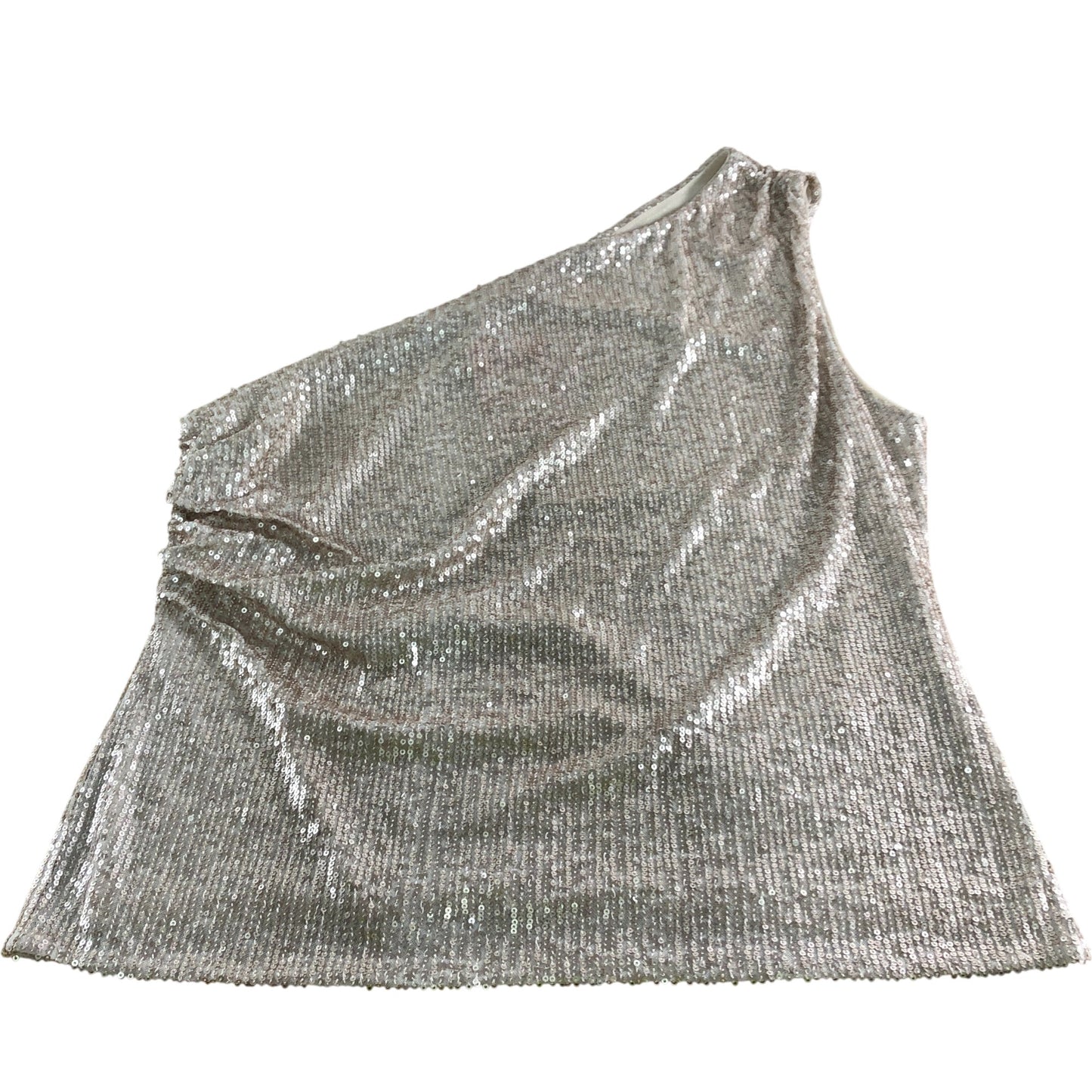 Branded Beige Sequin One Shoulder Top - Size 18