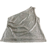 Branded Beige Sequin One Shoulder Top - Size 18