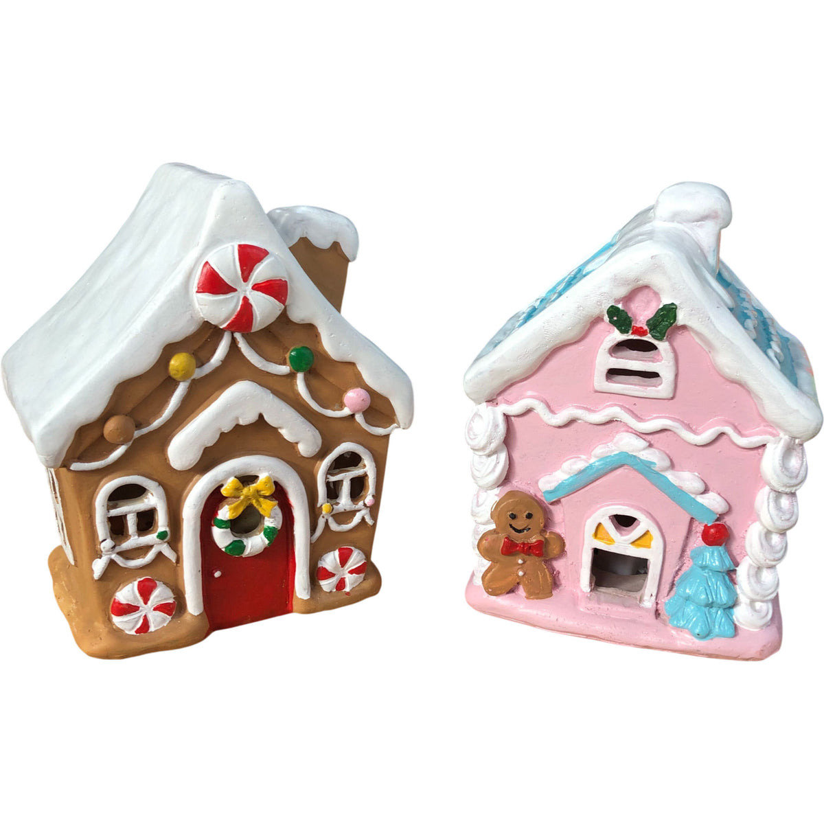 Light Up Gingerbread House Decoration Set Festive 2 Pieces