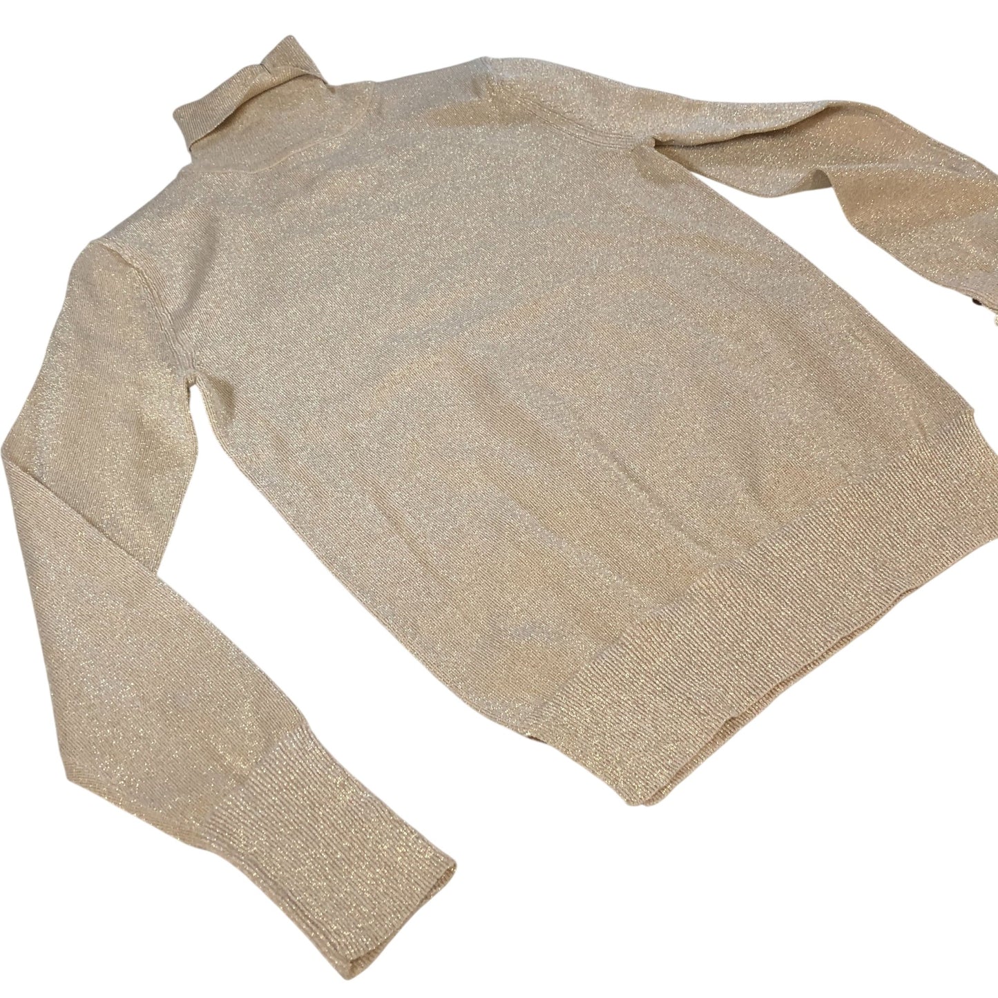 River Island Petite Turtleneck Sweater UK6 Women's Metallic Knit Jumper Beige