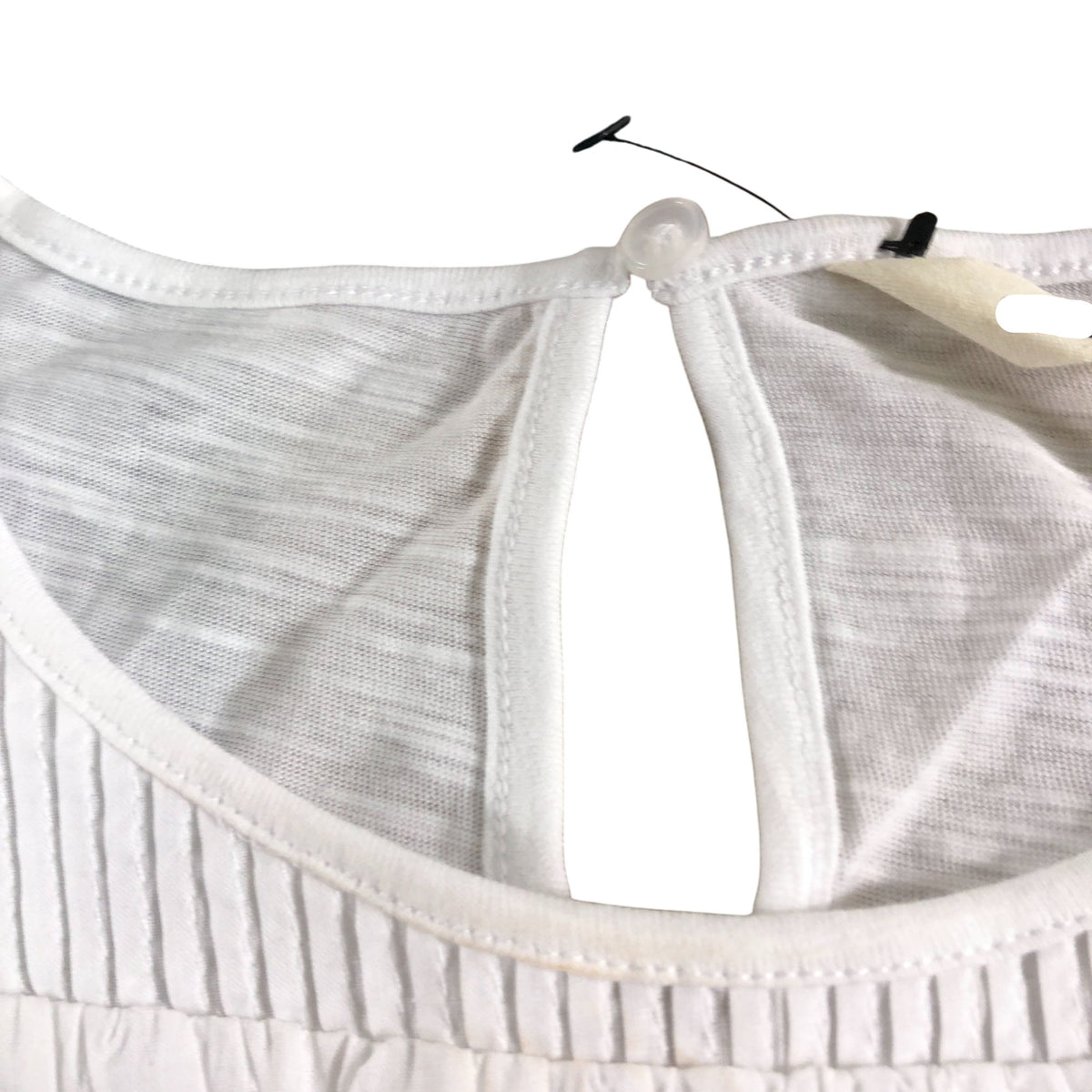 White Long Sleeve Blouse UK12 Women's Pleated Design Cotton Top