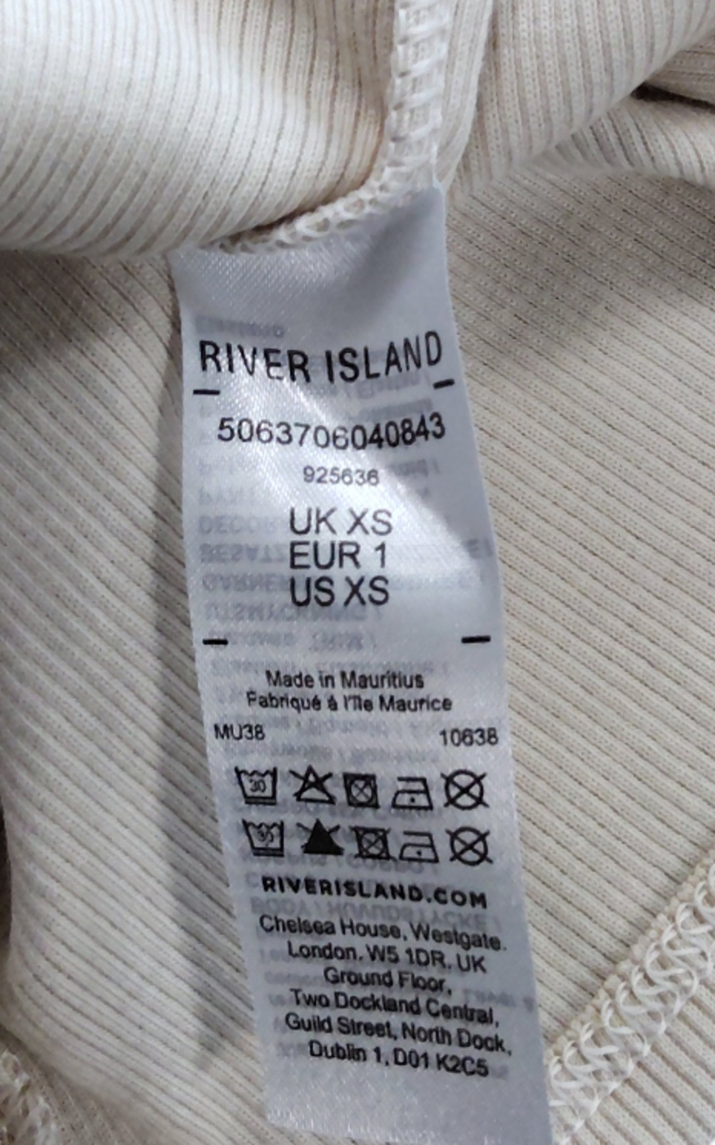 River Island Lace Trim Camisole Top Size XS Women's Cream Ribbed Blend