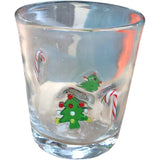 Christmas Themed Glass Tumbler With Candy Canes And Trees