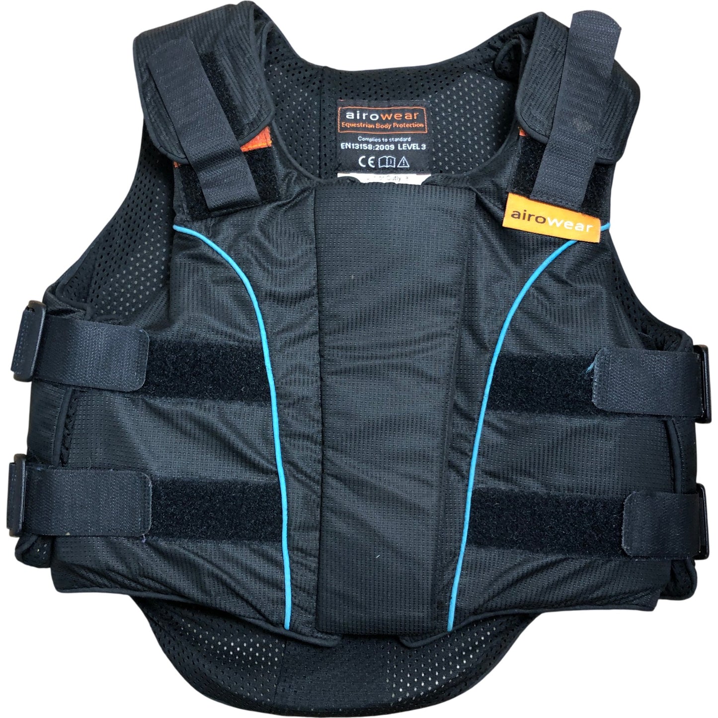 Airowear Equestrian Body Protection Y2 Short Black Turquoise Level 3 Safety Vest
