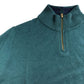 Zip Neck Sweater Size XL Men's Emerald Green Merino Wool Knit Jumper