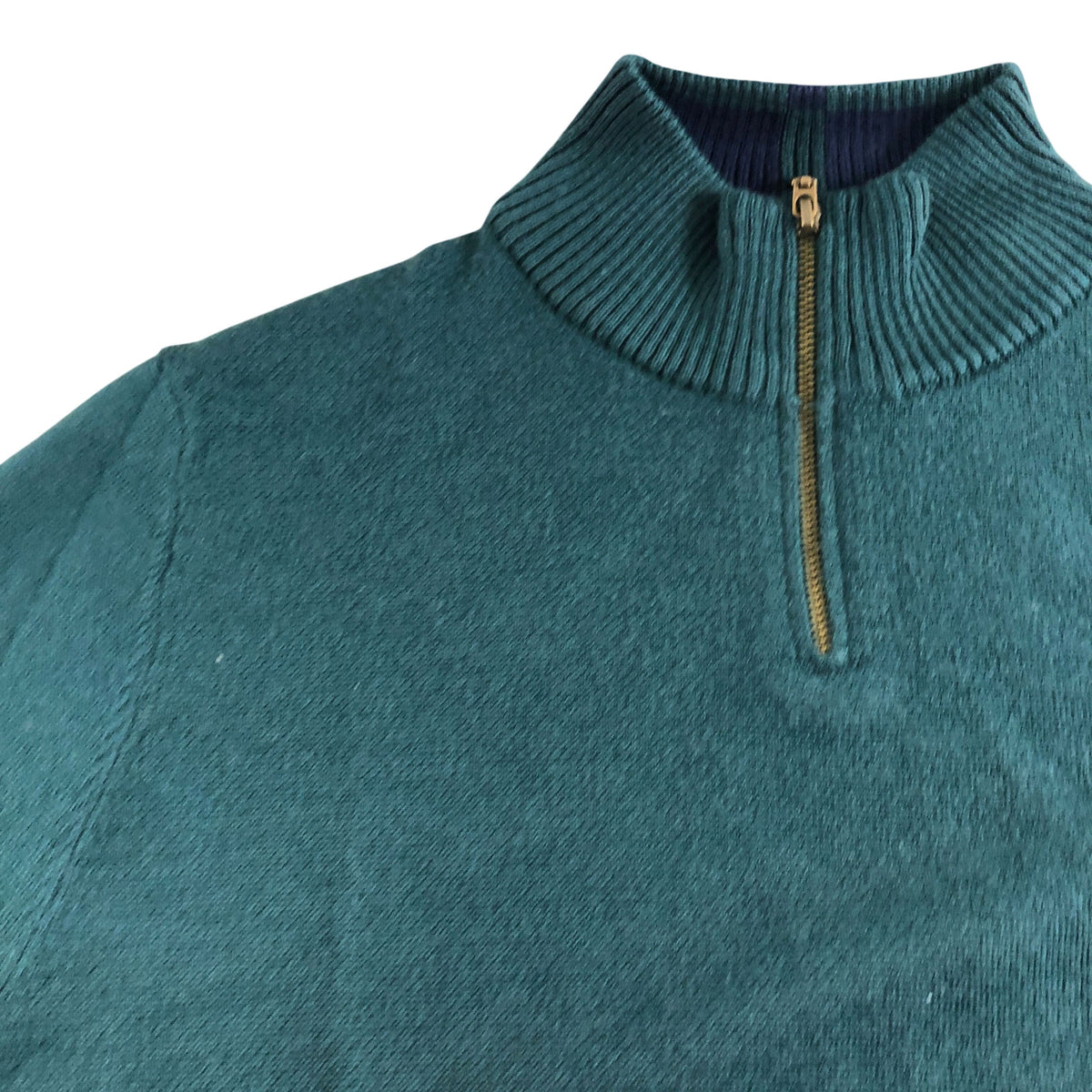 Zip Neck Sweater Size XL Men's Emerald Green Merino Wool Knit Jumper