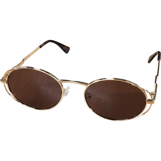 Tianyesy Retro Oval Sunglasses Brown Tea Lens Fashion Accessories Unisex