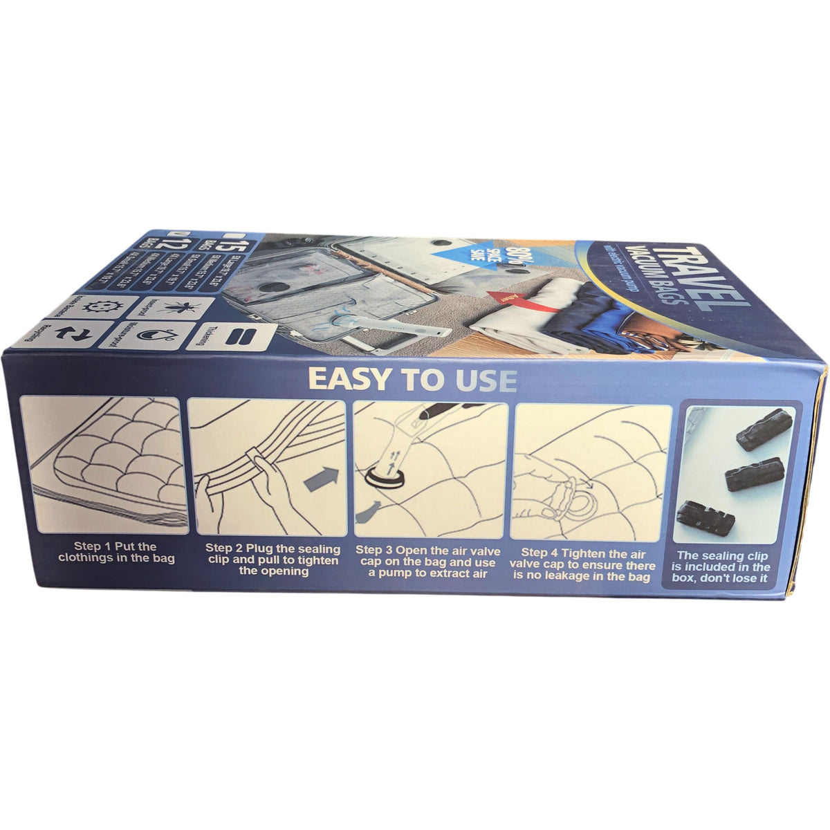 Travel Vacuum Bags With Electric Pump 80% Space Saver Pack of 12