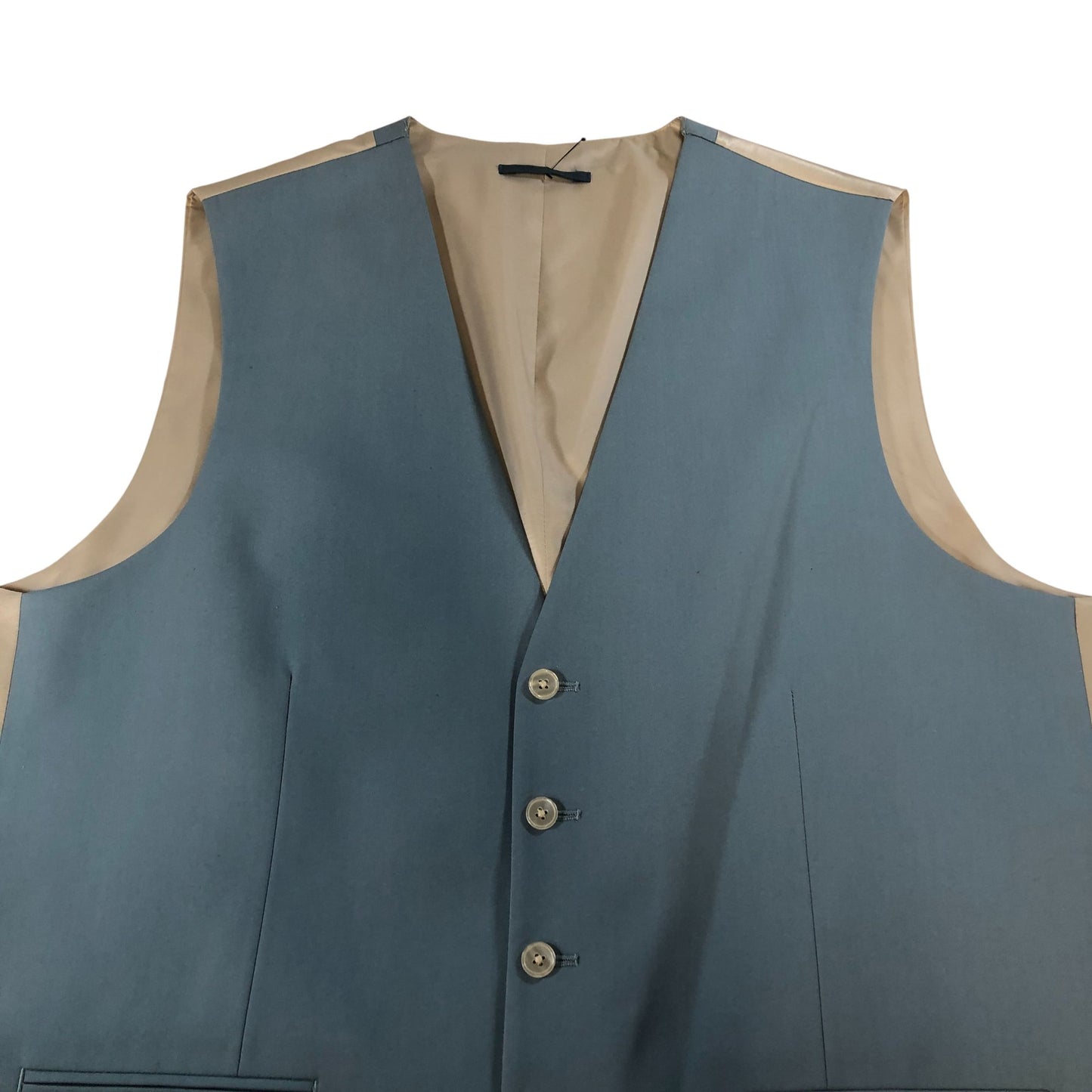 Blue Waistcoat Men's Formal Vest Polyester Blend Smart Casual 40" Regular