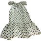 River Island Polka Dot Dress UK14 Women's Off Shoulder Frill Hem White Black