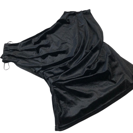 River Island Draped Black Top UK10 Women's Stretchy Velvet Off Shoulder