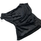 River Island Draped Black Top UK8 Women's Stretchy Velvet Off Shoulder