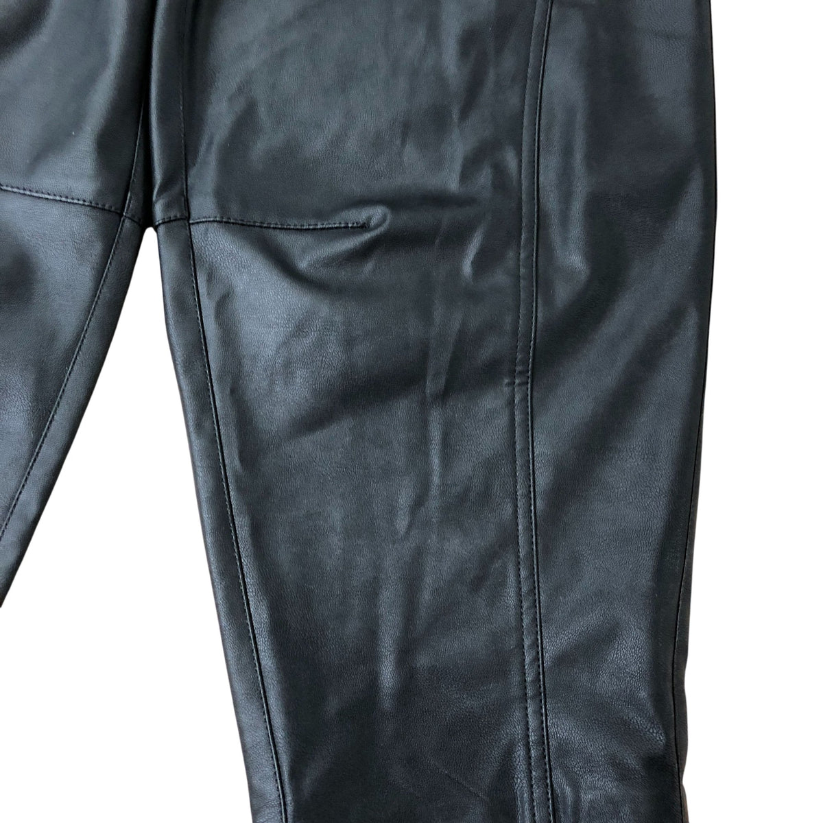 River Island Women's Black Trousers Faux Leather High Waist Cropped Size 8